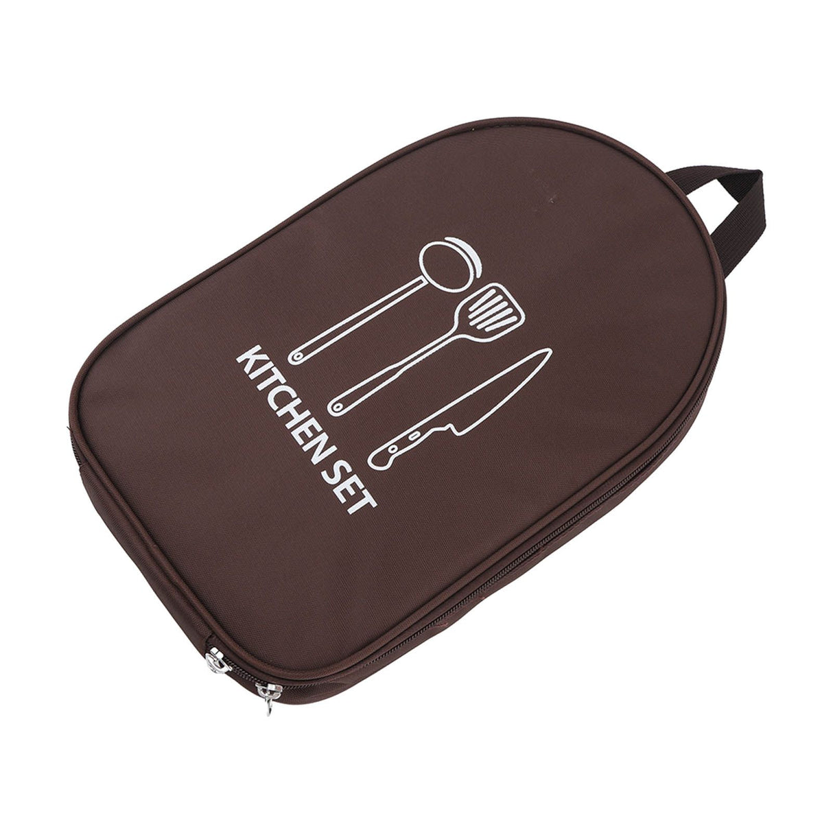 Camping Utensil Bag Canvas Cookware Knife Storage Bag Portable Tools Travel Bag for Outdoor BBQ Brown