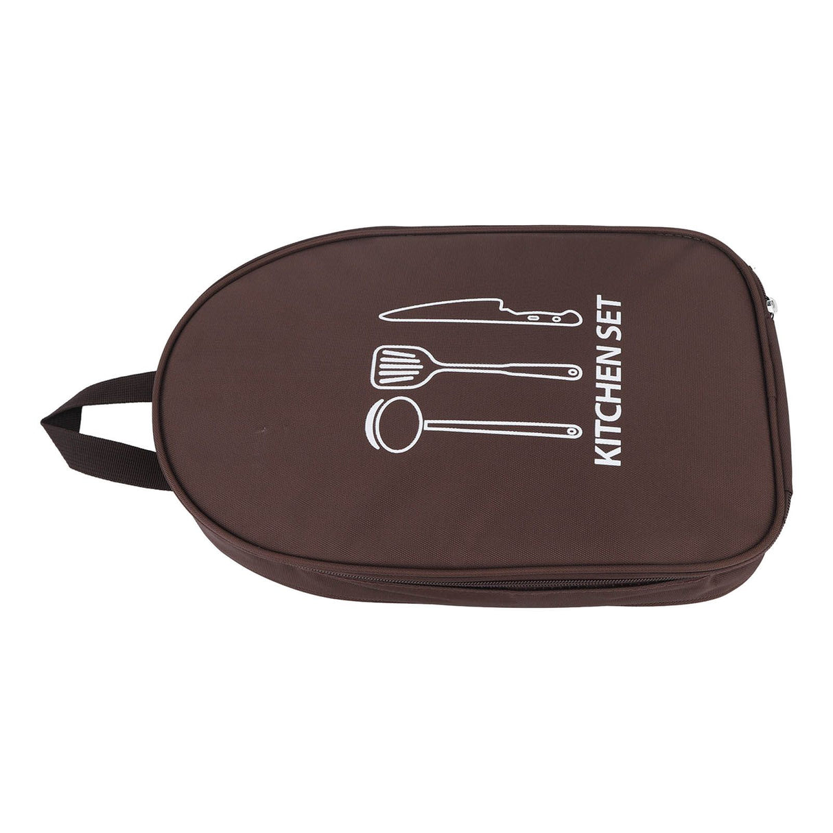 Camping Utensil Bag Canvas Cookware Knife Storage Bag Portable Tools Travel Bag for Outdoor BBQ Brown