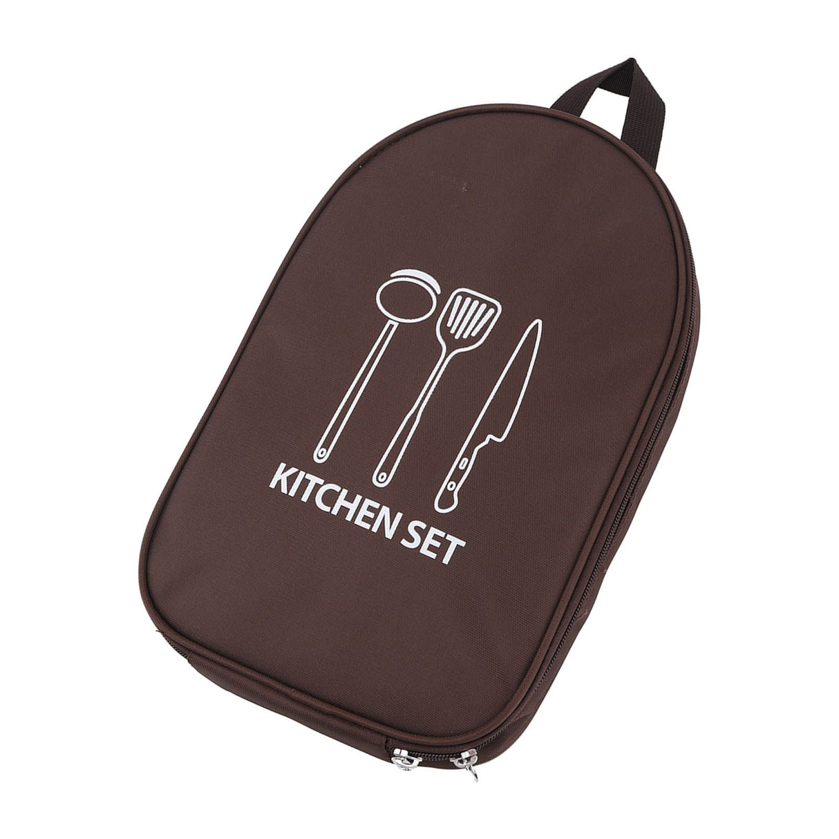 Camping Utensil Bag Canvas Cookware Knife Storage Bag Portable Tools Travel Bag for Outdoor BBQ Brown