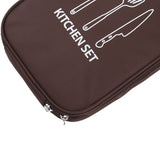 Camping Utensil Bag Canvas Cookware Knife Storage Bag Portable Tools Travel Bag for Outdoor BBQ Brown