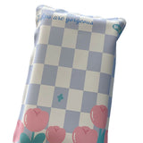 Water Filling Ice Pillow Multifunctional Summer Cartoon Cooling Cushion Mat Chair Pad for Children Blue Plaid Tulips - Side View