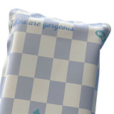 Water Filling Ice Pillow Multifunctional Summer Cartoon Cooling Cushion Mat Chair Pad for Children Blue Plaid Tulips - Close-Up Angle