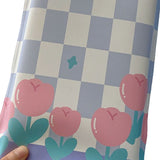 Water Filling Ice Pillow Multifunctional Summer Cartoon Cooling Cushion Mat Chair Pad for Children Blue Plaid Tulips