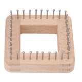 Mini Square Knitting Tool with Hooks Wooden Crochet Board for Weaving Mat Hairband Blanket Sock 10x10cm
