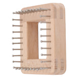 Mini Square Knitting Tool with Hooks Wooden Crochet Board for Weaving Mat Hairband Blanket Sock 10x10cm - Side View