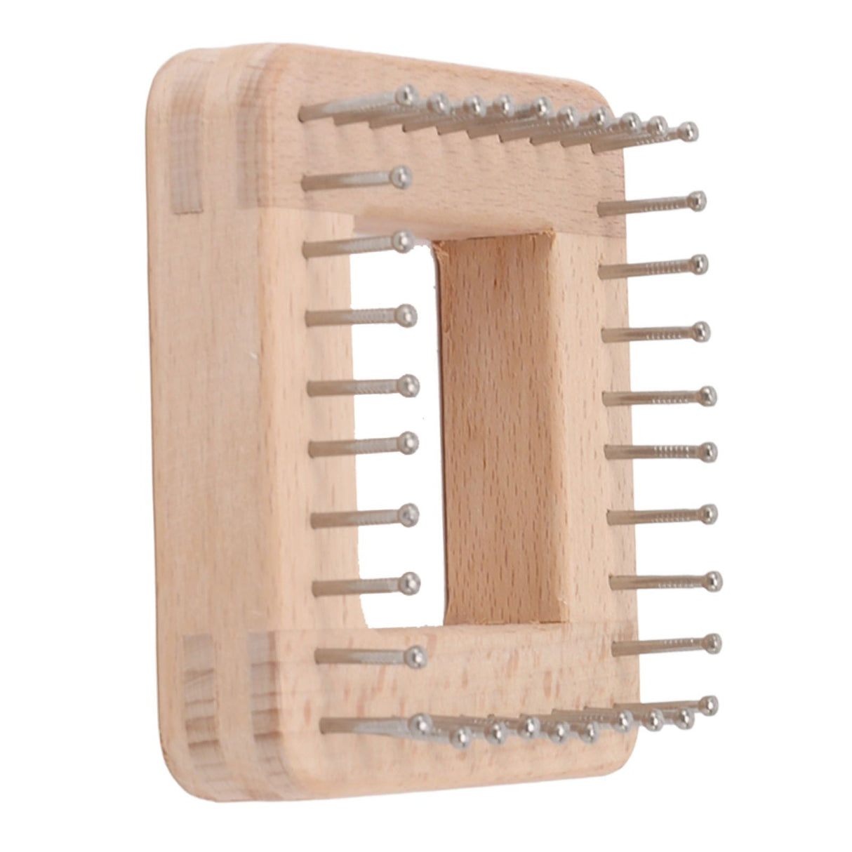 Mini Square Knitting Tool with Hooks Wooden Crochet Board for Weaving Mat Hairband Blanket Sock 10x10cm