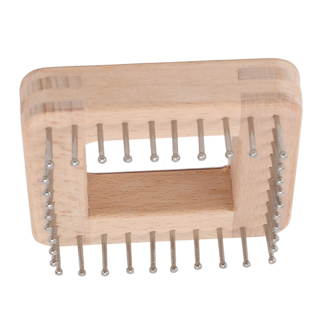 Mini Square Knitting Tool with Hooks Wooden Crochet Board for Weaving Mat Hairband Blanket Sock 10x10cm
