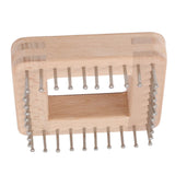 Mini Square Knitting Tool with Hooks Wooden Crochet Board for Weaving Mat Hairband Blanket Sock 10x10cm