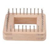Mini Square Knitting Tool with Hooks Wooden Crochet Board for Weaving Mat Hairband Blanket Sock 10x10cm - Rear View