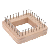 Mini Square Knitting Tool with Hooks Wooden Crochet Board for Weaving Mat Hairband Blanket Sock 10x10cm - Close-Up Angle