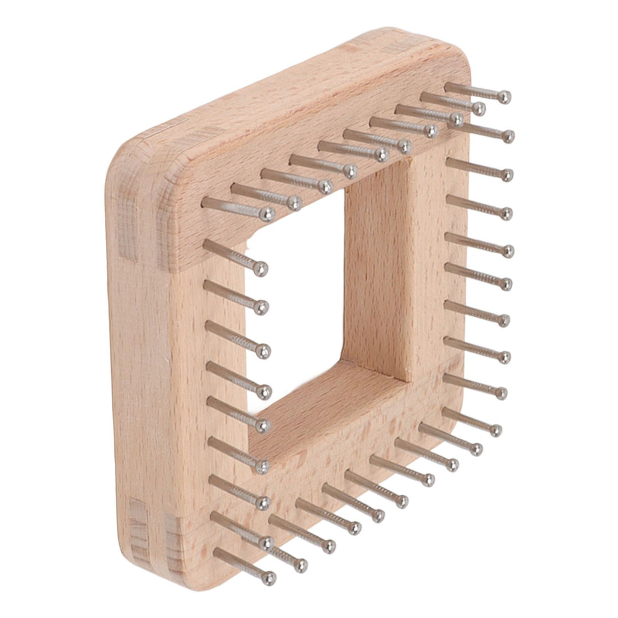 Mini Square Knitting Tool with Hooks Wooden Crochet Board for Weaving Mat Hairband Blanket Sock 10x10cm