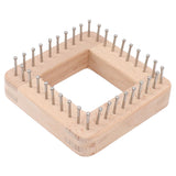 Mini Square Knitting Tool with Hooks Wooden Crochet Board for Weaving Mat Hairband Blanket Sock 10x10cm - Extra Image