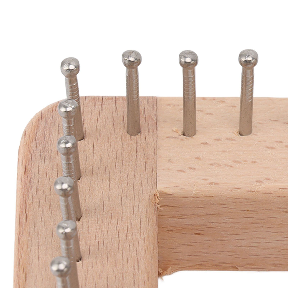 Mini Square Knitting Tool with Hooks Wooden Crochet Board for Weaving Mat Hairband Blanket Sock 10x10cm