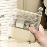 Desktop Storage Box 3 Tier Rotating Divided Organizer for Jewelry Data Cable Cosmetic Cream White - 45-Degree Angle