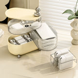 Desktop Storage Box 3 Tier Rotating Divided Organizer for Jewelry Data Cable Cosmetic Cream White