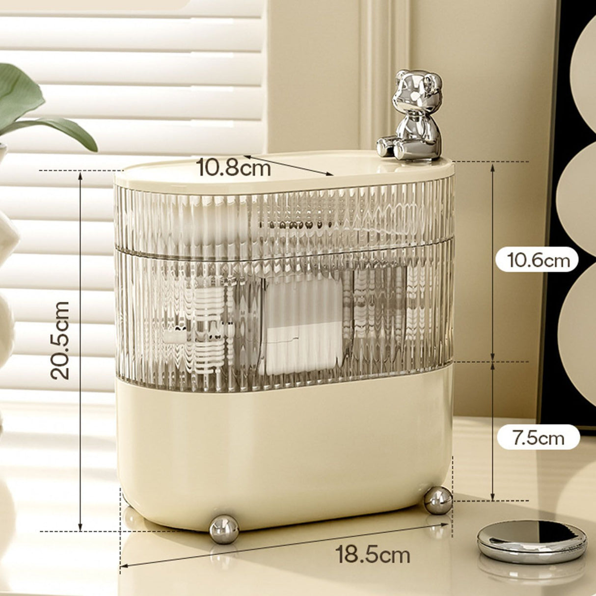 Desktop Storage Box 3 Tier Rotating Divided Organizer for Jewelry Data Cable Cosmetic Cream White