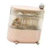 Desktop Storage Box 3 Tier Rotating Divided Organizer for Jewelry Data Cable Cosmetic Cream Pink - Front View