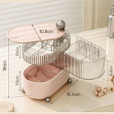 Desktop Storage Box 3 Tier Rotating Divided Organizer for Jewelry Data Cable Cosmetic Cream Pink
