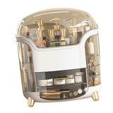 Cosmetic Box Large Capacity Compartment Storage Rotatable Waterproof Transparent Vertical Makeup Organizer White