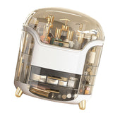 Cosmetic Box Large Capacity Compartment Storage Rotatable Waterproof Transparent Vertical Makeup Organizer White - Top-Down View