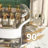 Cosmetic Box Large Capacity Compartment Storage Rotatable Waterproof Transparent Vertical Makeup Organizer White - Extra Image