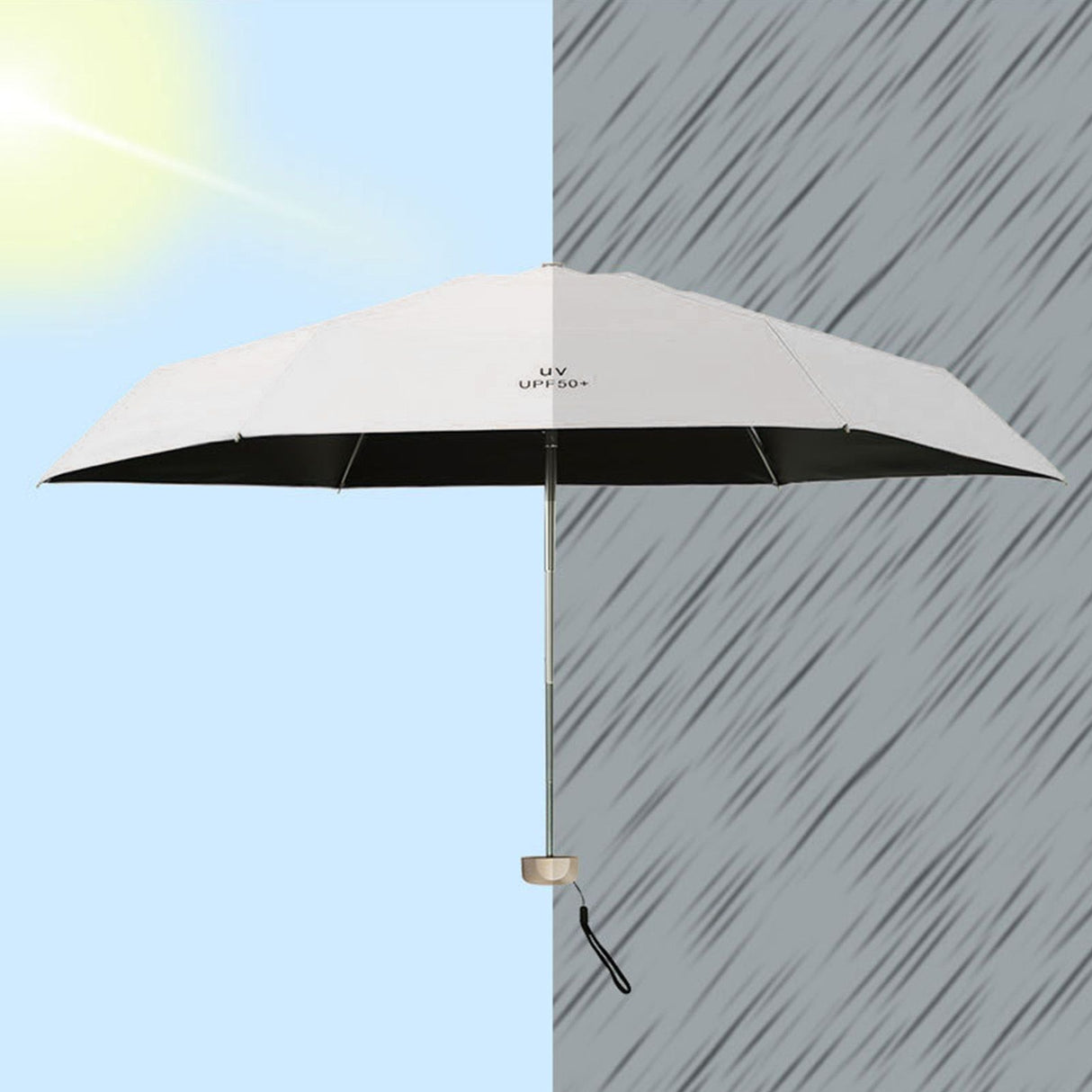 Sun Umbrella Super Light Mini Foldable UV Protection Wind Proof Portable Dual Use Umbrella White