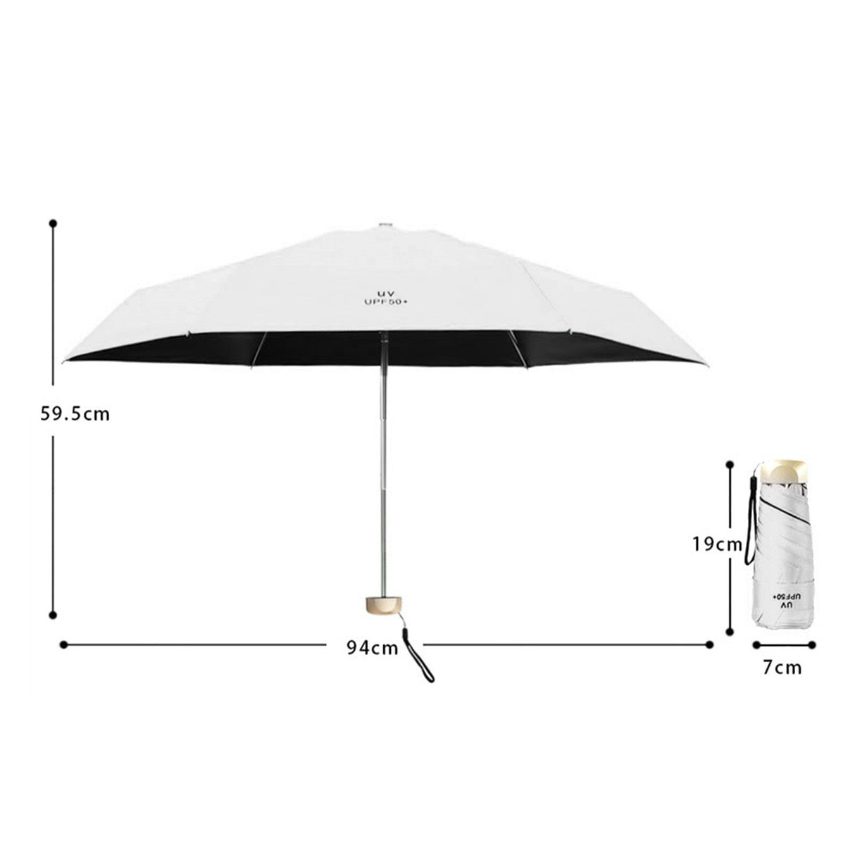 Sun Umbrella Super Light Mini Foldable UV Protection Wind Proof Portable Dual Use Umbrella White