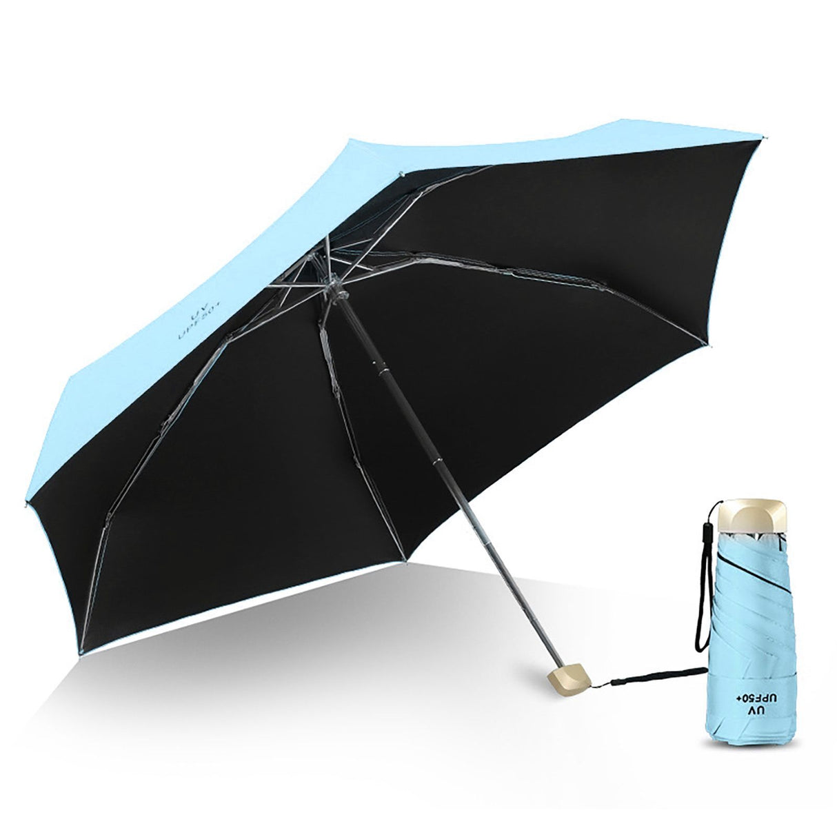 Sun Umbrella Super Light Mini Foldable UV Protection Wind Proof Portable Dual Use Umbrella Sky Blue