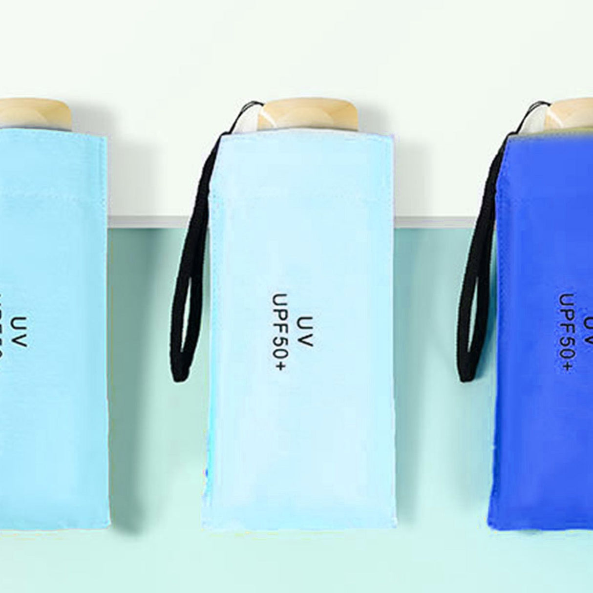 Sun Umbrella Super Light Mini Foldable UV Protection Wind Proof Portable Dual Use Umbrella Sky Blue