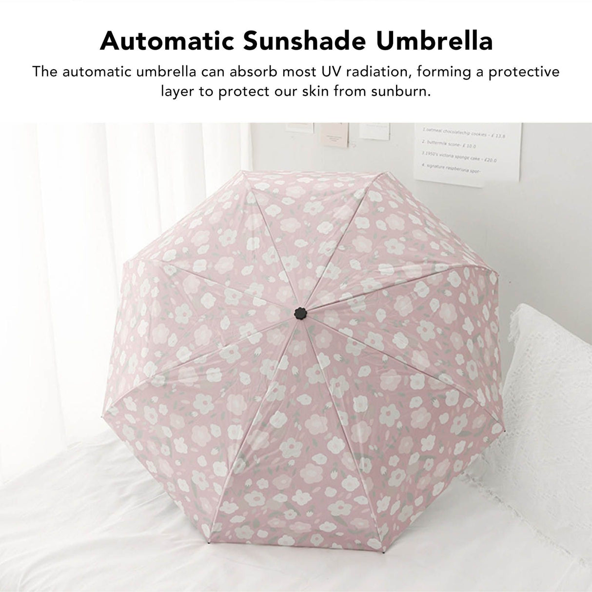 Automatic Umbrella Small Flower Style Umbrella Sunshade UV Protection Folding Umbrella Sun Rain Waterproof Umbrella