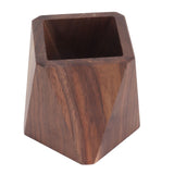 Cooking Utensil Container Smoothing Stable Large Capacity Simple Wooden Pen Holder for Kitchen Family Office Rhombic(3.9x4.3in) - Side View