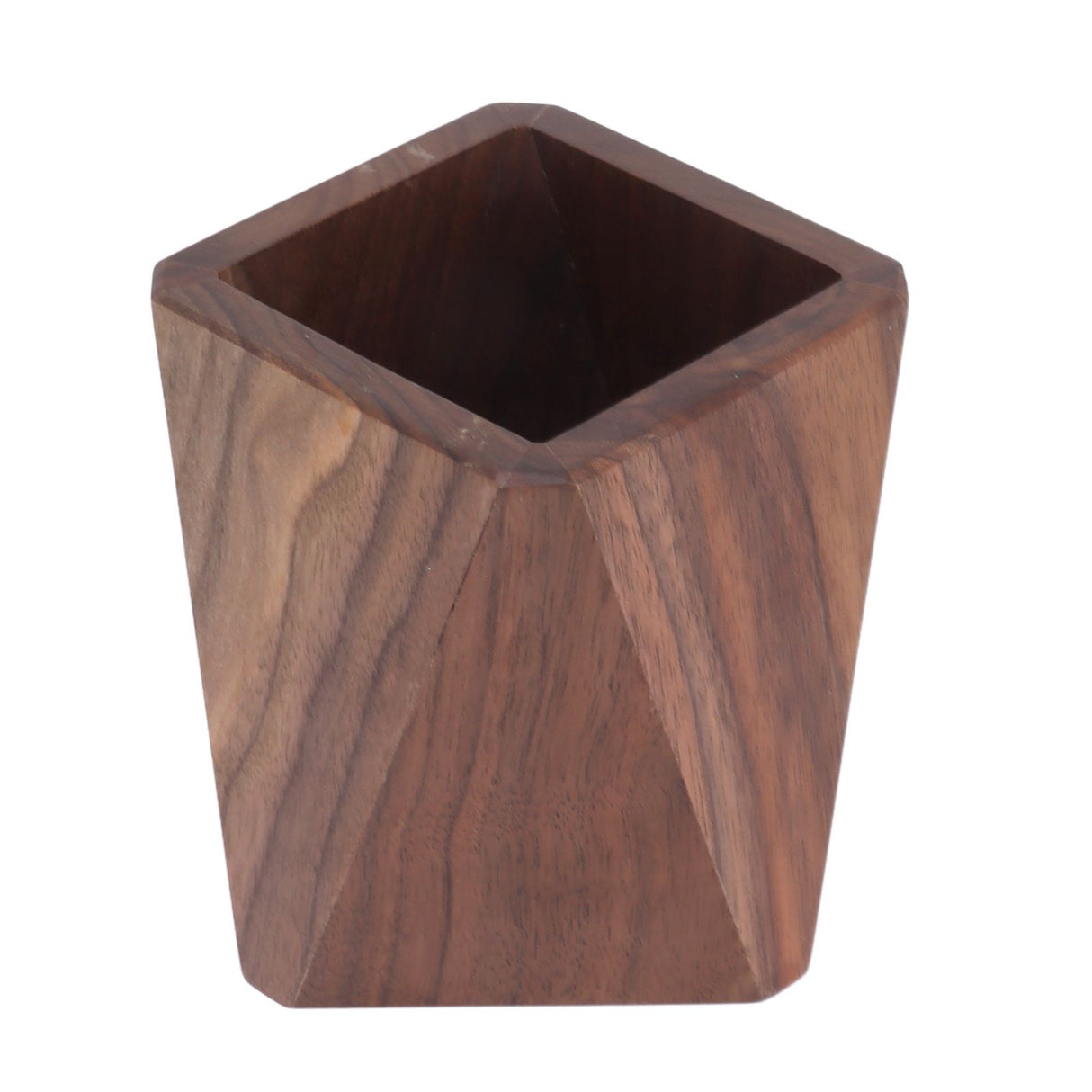 Cooking Utensil Container Smoothing Stable Large Capacity Simple Wooden Pen Holder for Kitchen Family Office Rhombic(3.9x4.3in)