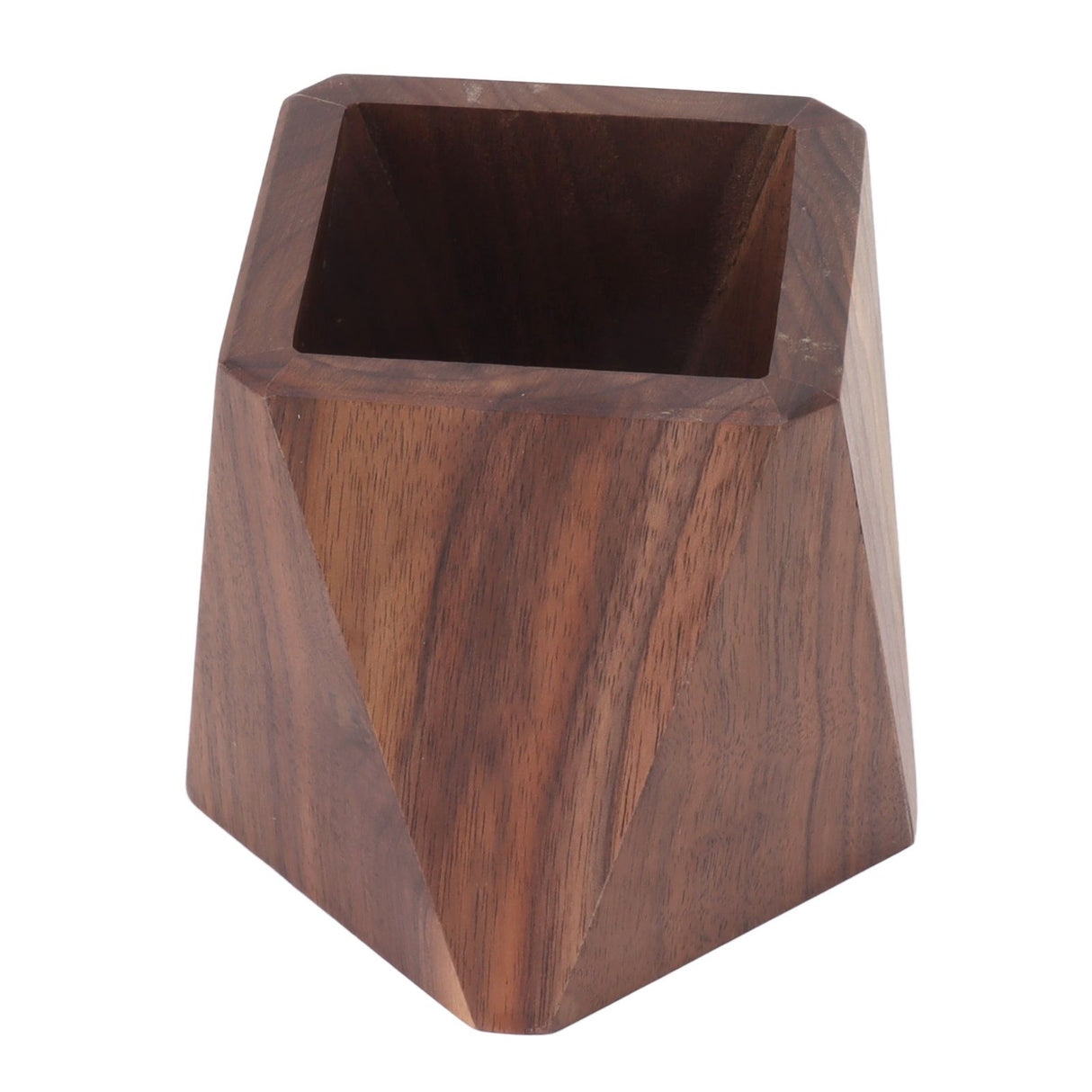 Cooking Utensil Container Smoothing Stable Large Capacity Simple Wooden Pen Holder for Kitchen Family Office Rhombic(3.9x4.3in)