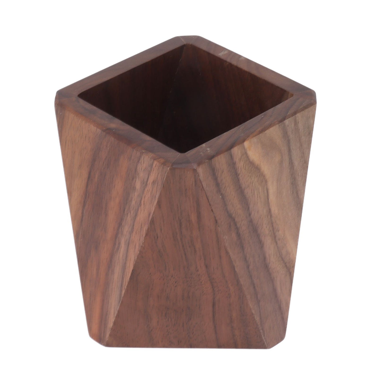 Cooking Utensil Container Smoothing Stable Large Capacity Simple Wooden Pen Holder for Kitchen Family Office Rhombic(3.9x4.3in)