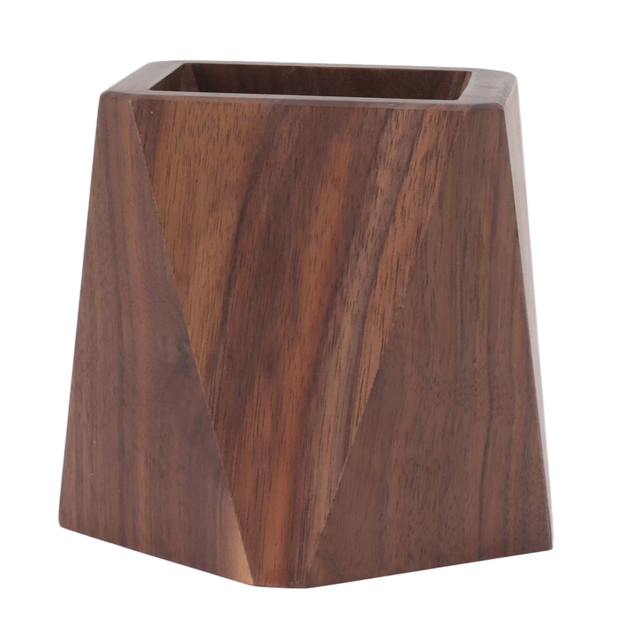 Cooking Utensil Container Smoothing Stable Large Capacity Simple Wooden Pen Holder for Kitchen Family Office Rhombic(3.9x4.3in)