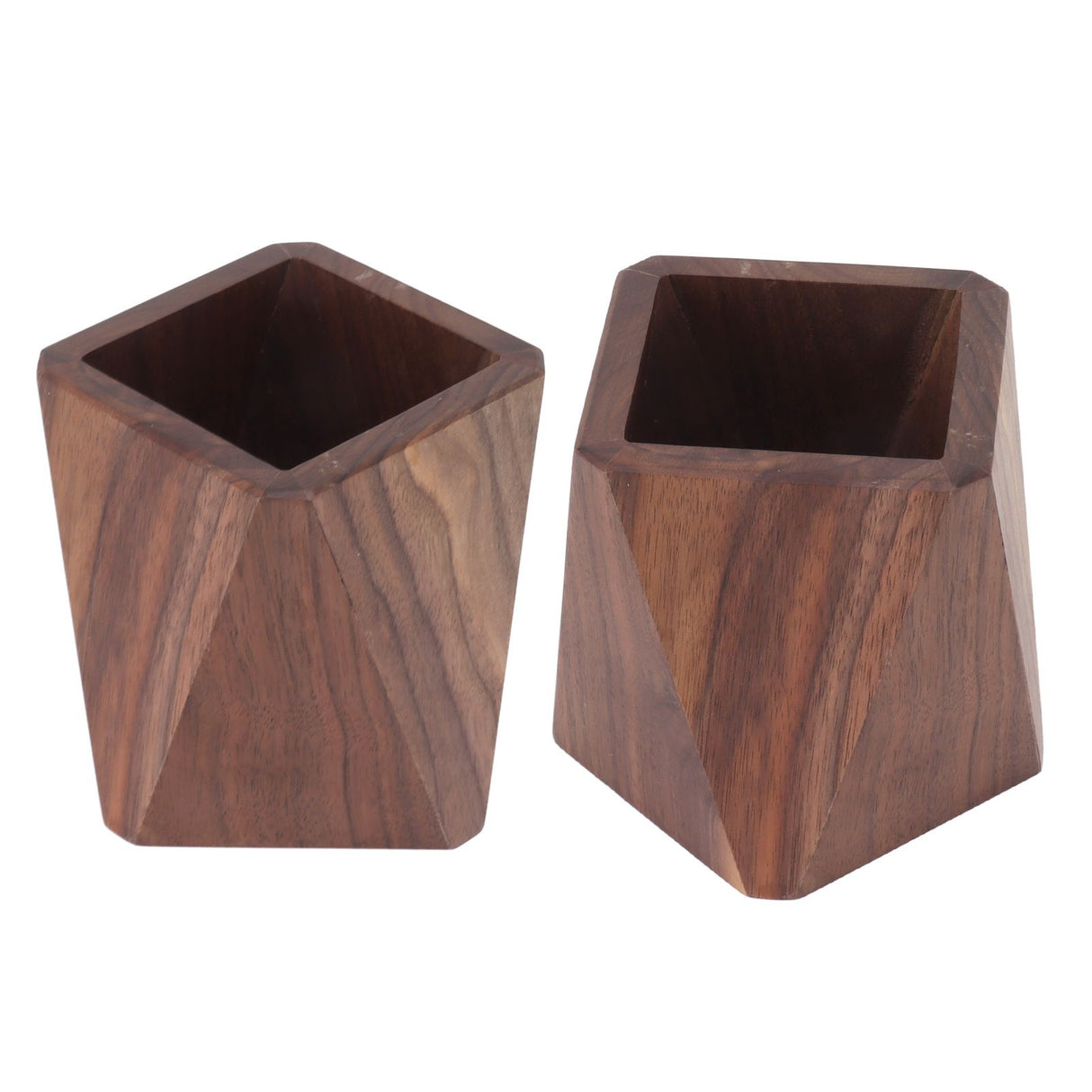 Cooking Utensil Container Smoothing Stable Large Capacity Simple Wooden Pen Holder for Kitchen Family Office Rhombic(3.9x4.3in)