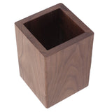 Cooking Utensil Container Smoothing Stable Large Capacity Simple Wooden Pen Holder for Kitchen Family Office Squared(4.3x3.1x3.1in) - Front View