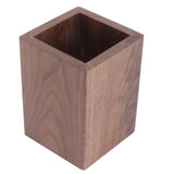 Cooking Utensil Container Smoothing Stable Large Capacity Simple Wooden Pen Holder for Kitchen Family Office Squared(4.3x3.1x3.1in) - Side View