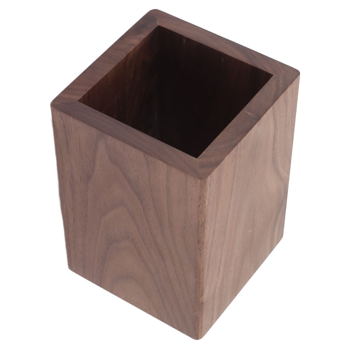 Cooking Utensil Container Smoothing Stable Large Capacity Simple Wooden Pen Holder for Kitchen Family Office Squared(4.3x3.1x3.1in)