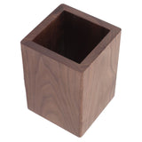 Cooking Utensil Container Smoothing Stable Large Capacity Simple Wooden Pen Holder for Kitchen Family Office Squared(4.3x3.1x3.1in) - Close-Up Angle
