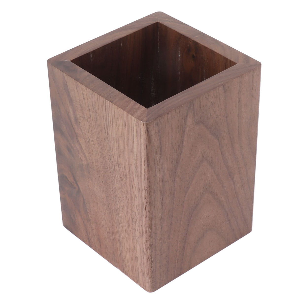 Cooking Utensil Container Smoothing Stable Large Capacity Simple Wooden Pen Holder for Kitchen Family Office Squared(4.3x3.1x3.1in)