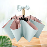 Travel Umbrella Ice Cream Color Sun Rain Proof UV Protection Foldable Portable Umbrella for Men Women Cyan Pink