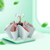Travel Umbrella Ice Cream Color Sun Rain Proof UV Protection Foldable Portable Umbrella for Men Women Cyan Pink - Extra Image