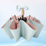 Travel Umbrella Ice Cream Color Sun Rain Proof UV Protection Foldable Portable Umbrella for Men Women Cyan Pink - Extra Image