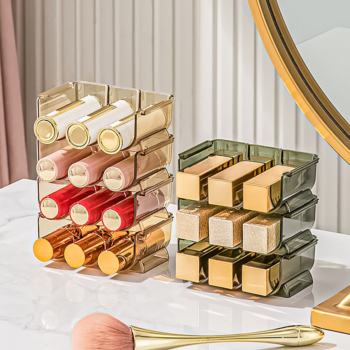 3pcs Lipstick Holder Transparent Storage Overlay Clear Lipstick Display Holder for Lip Gloss Transparent Orange