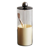 Makeup Brush Holder Organizer with Lid Liftable Dustproof Makeup Brushes Container for Vanity Desktop Countertop Nordic Style Black Cover - Side View