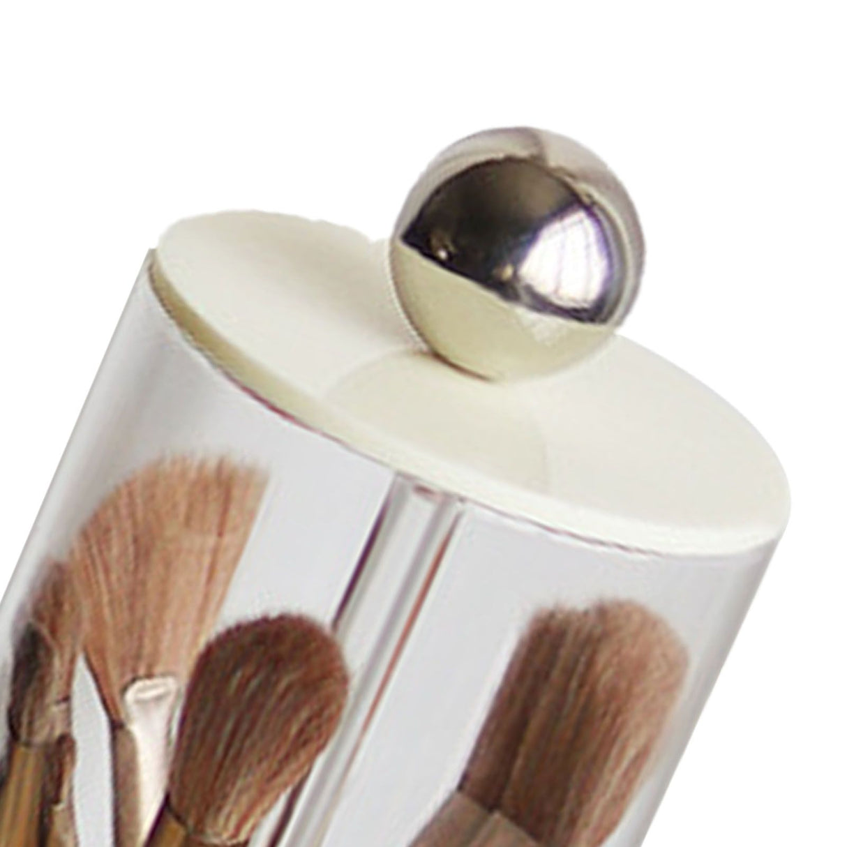 Makeup Brush Holder Organizer with Lid Liftable Dustproof Makeup Brushes Container for Vanity Desktop Countertop Nordic Style Milky White Cover
