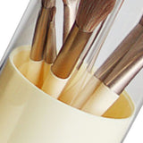 Makeup Brush Holder Organizer with Lid Liftable Dustproof Makeup Brushes Container for Vanity Desktop Countertop Nordic Style Milky White Cover