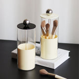 Makeup Brush Holder Organizer with Lid Liftable Dustproof Makeup Brushes Container for Vanity Desktop Countertop Nordic Style Milky White Cover