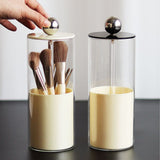 Makeup Brush Holder Organizer with Lid Liftable Dustproof Makeup Brushes Container for Vanity Desktop Countertop Nordic Style Milky White Cover
